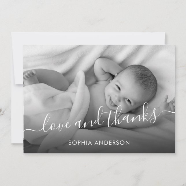 Elegant calligraphy Baby shower thank you card (Front)