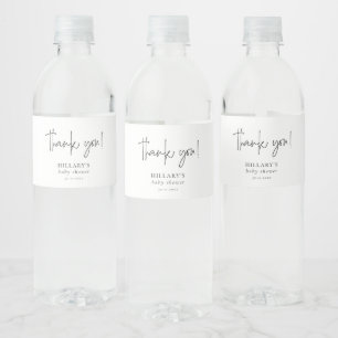 Elegant Calligraphy Baby Shower Thank you Water Bottle Label