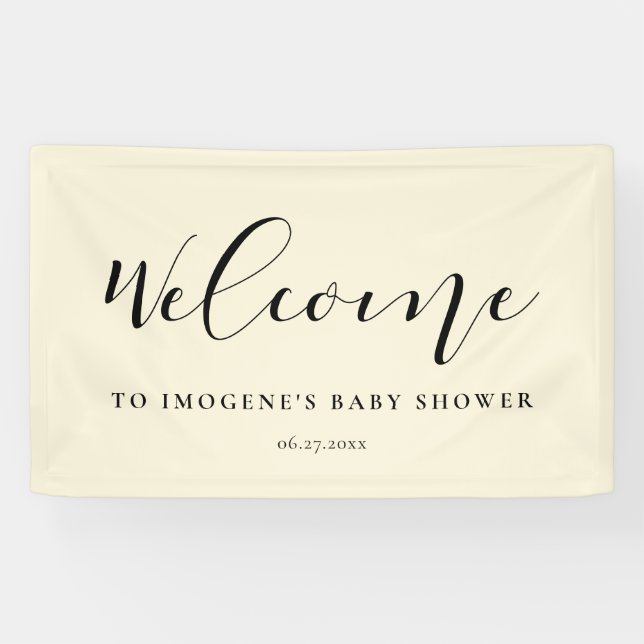 Elegant calligraphy Baby shower Welcome Banner (Horizontal)