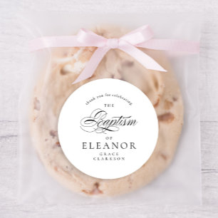 Elegant Calligraphy Baptism Thank You Classic Round Sticker