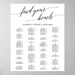 Elegant Calligraphy Beach Theme Seating Chart