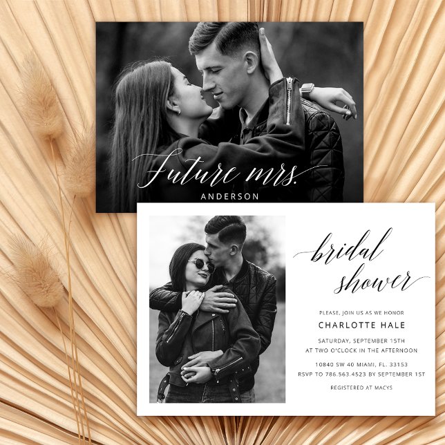 Elegant Calligraphy Black And White Bridal Shower Invitation (Creator Uploaded)