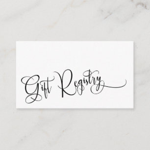 Elegant Calligraphy Black and White Gift Registry Enclosure Card