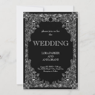 Elegant Calligraphy Black and White Wedding  Invitation