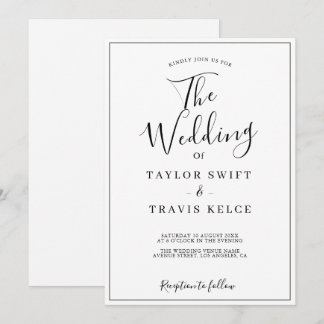 Elegant Calligraphy Black and White Wedding Invitation