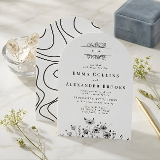 Elegant calligraphy black and white wedding invitation