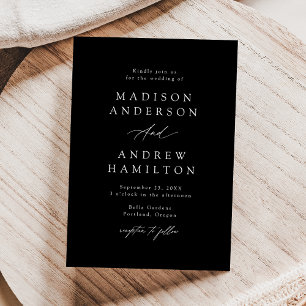 Elegant Calligraphy Black and White Wedding Invitation