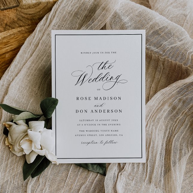 Elegant calligraphy black and white wedding invitation (Creator Uploaded)