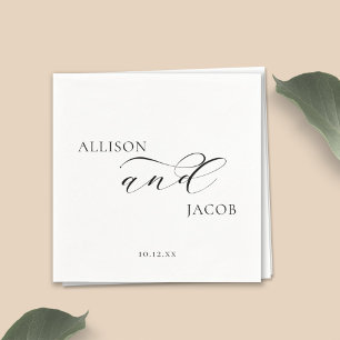 Elegant Calligraphy Black and White Wedding Napkin