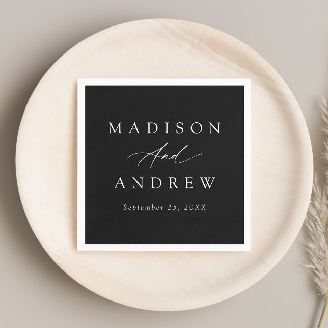 Elegant Calligraphy Black and White Wedding Napkin (Creator Uploaded)
