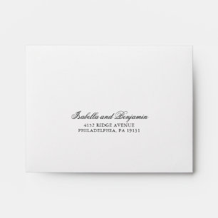 Elegant Calligraphy Black and White Wedding RSVP Envelope