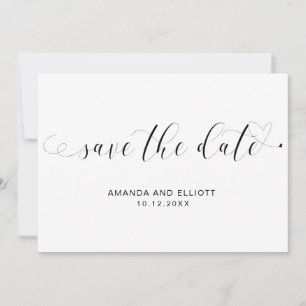 Elegant Calligraphy Black and White Wedding Save The Date
