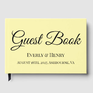 Elegant Calligraphy Black and Yellow Wedding Guest Book