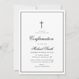elegant calligraphy black frame confirmation invitation
