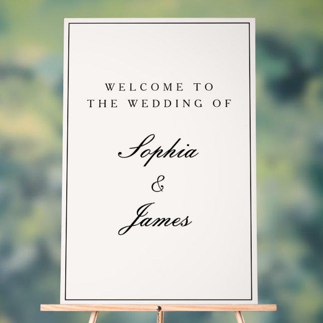 Elegant Calligraphy Black Frame Welcome Wedding  Acrylic Sign (Neutral)