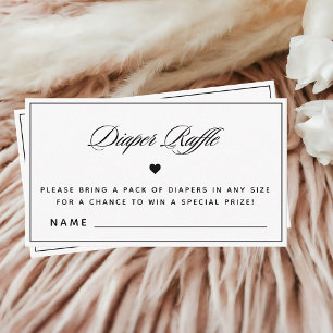 Elegant Calligraphy Black & White Diaper Raffle Enclosure Card