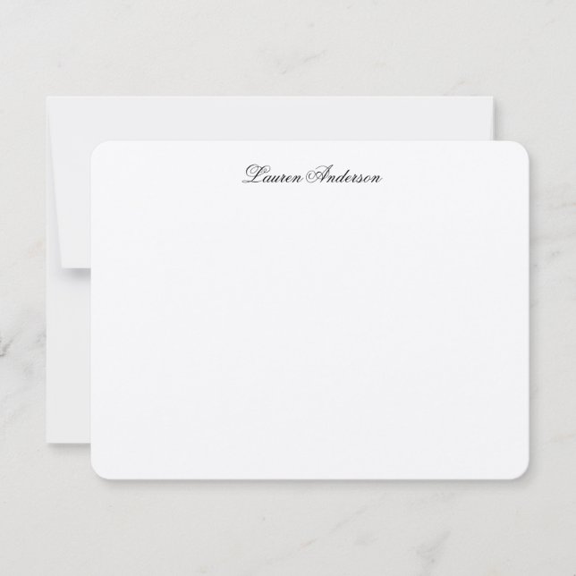 Elegant Calligraphy Black & White Flat Card (Front)