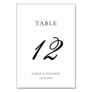 Elegant Calligraphy Black & White Luxury Wedding Table Number