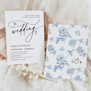 Elegant Calligraphy Black & White Monogram Wedding Invitation