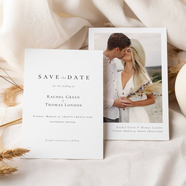 Elegant Calligraphy Black White Photo Wedding Save The Date (Creator Uploaded)