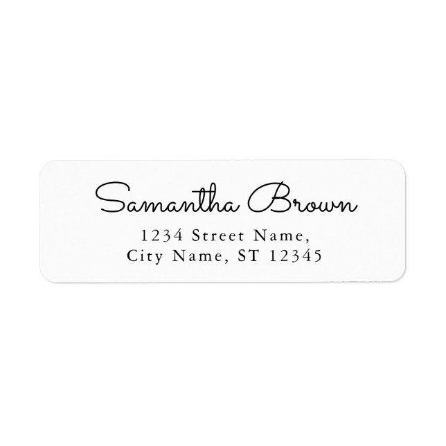 Elegant Calligraphy Black White Return Address (Front)
