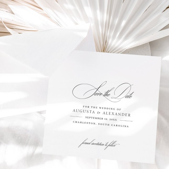 Elegant Calligraphy Black & White Save The Date (Creator Uploaded)