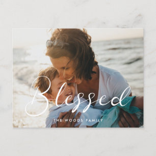 Elegant calligraphy Blessed Holiday photo Postcard