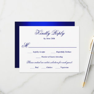 Elegant Calligraphy Blue Meal Choice RSVP Card