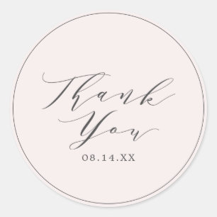 Elegant Calligraphy Blush Thank You Classic Round Sticker