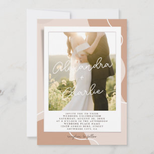 Elegant Calligraphy Boho Custom Photo Wedding Invitation