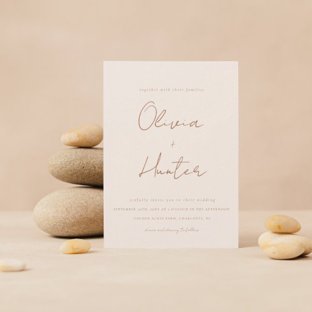 Elegant Calligraphy Boho Terracotta Wedding  Invitation (Creator Uploaded)