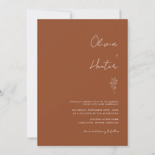 Elegant Calligraphy Boho Terracotta Wedding Invitation