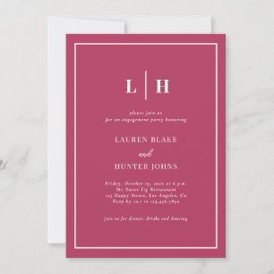 Elegant Calligraphy Bold Magenta Engagement Party Invitation