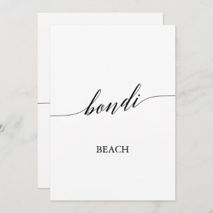 Elegant Calligraphy Bondi Beach Table Number