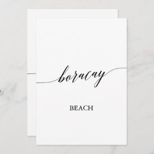 Elegant Calligraphy Boracay Beach Table Number