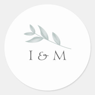Elegant calligraphy Botanical Wedding Classic Round Sticker