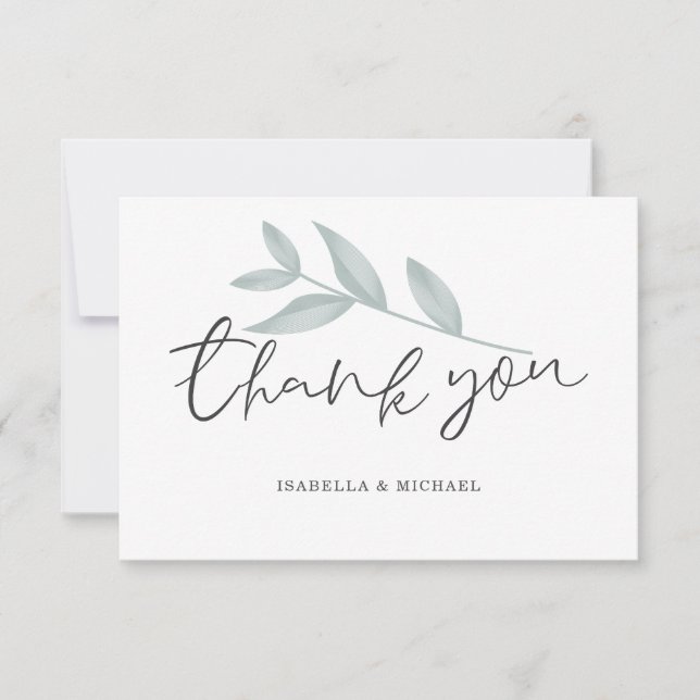 Elegant calligraphy Botanical Wedding Thank you (Front)