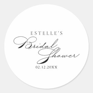 Elegant Calligraphy Bridal Shower Favour Classic Round Sticker