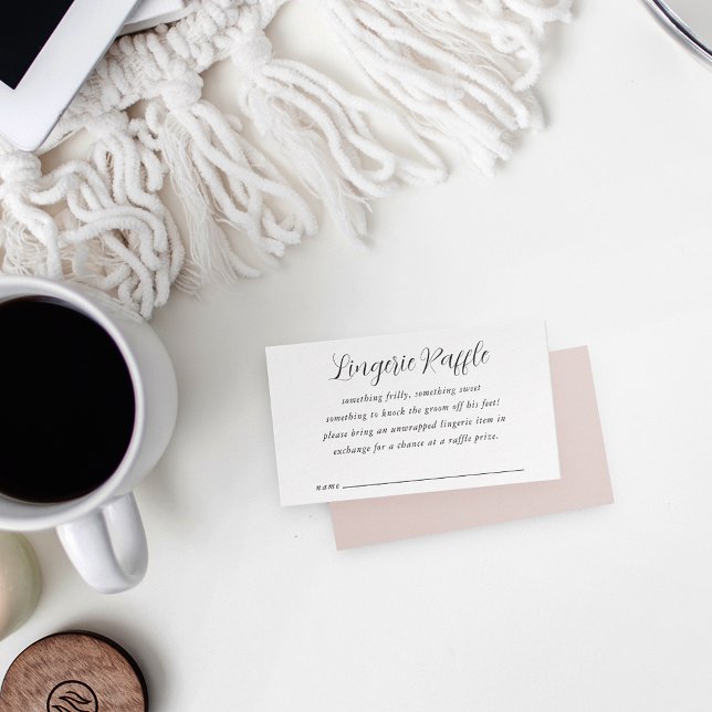 Elegant Calligraphy Bridal Shower Lingerie Raffle Enclosure Card (Creator Uploaded)