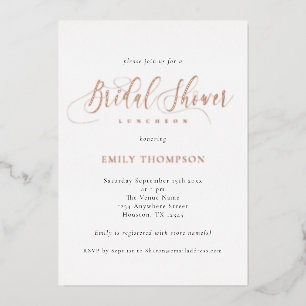 Elegant Calligraphy Bridal Shower Real Foil Invita