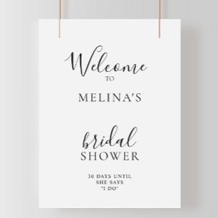Elegant Calligraphy Bridal Shower Welcome Poster
