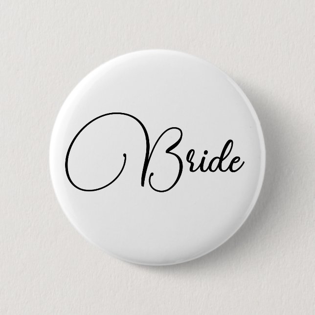 Elegant Calligraphy Bride Bachelorette Party 6 Cm Round Badge (Front)