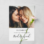 Elegant calligraphy Bridesmaid thank you card<br><div class="desc">A simple and elegant photo card keepsake to thank your bridesmaid. Fully customisable colours. You can write your own message on the back,  or just leave it blank.</div>