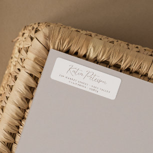 Elegant Calligraphy Brown & Cream Return Address