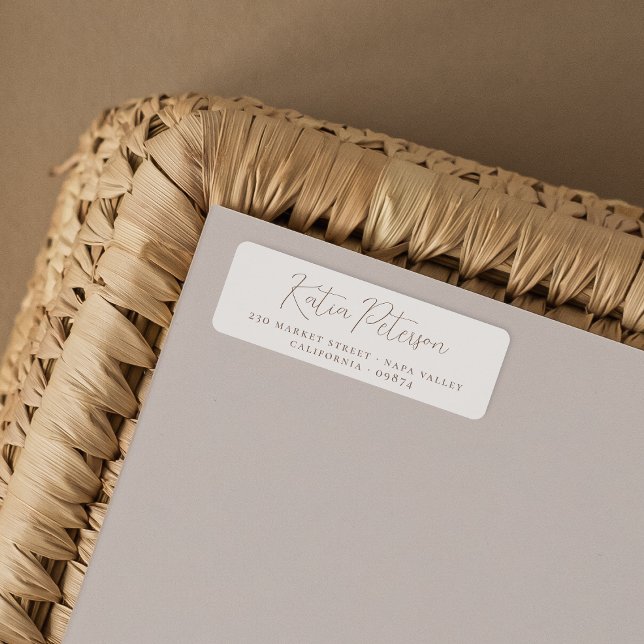 Elegant Calligraphy Brown & Cream Return Address (Return Address Label Mock-up)