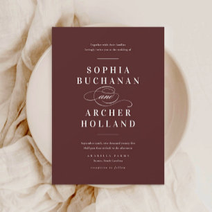 Elegant Calligraphy Burgundy Maroon Wedding Invitation