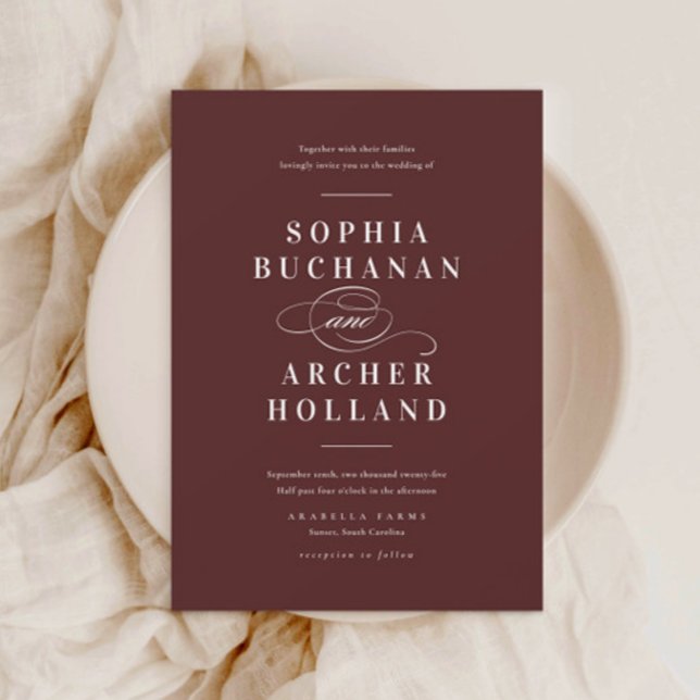 Elegant Calligraphy Burgundy Maroon Wedding  Invitation (Creator Uploaded)