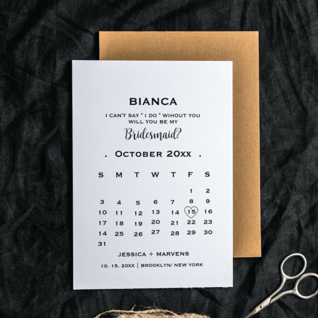 Elegant calligraphy calendar bridesmaid proposal   (Creator Uploaded)