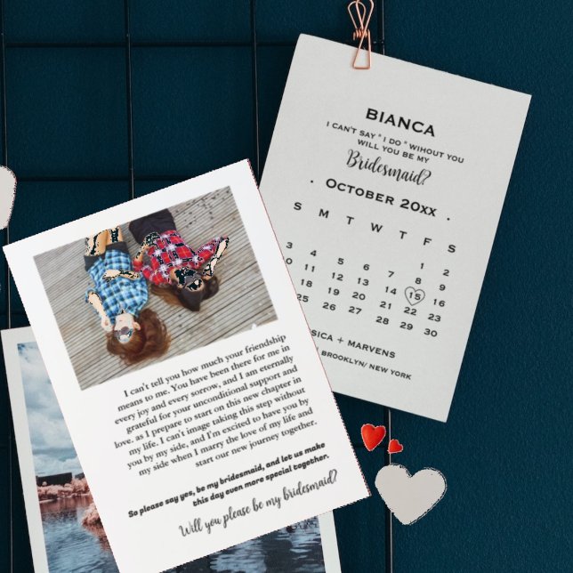 Elegant calligraphy calendar bridesmaid proposal   (Creator Uploaded)