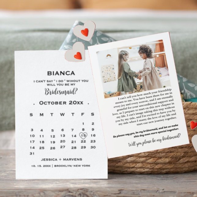 Elegant calligraphy calendar bridesmaid proposal   (Creator Uploaded)